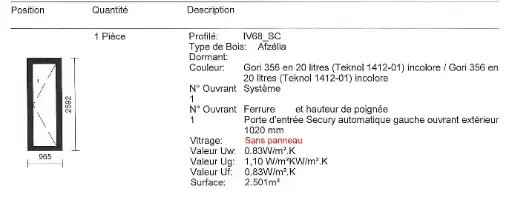 Porte d'entrée Secury automatique gauche ouvrant extérieur